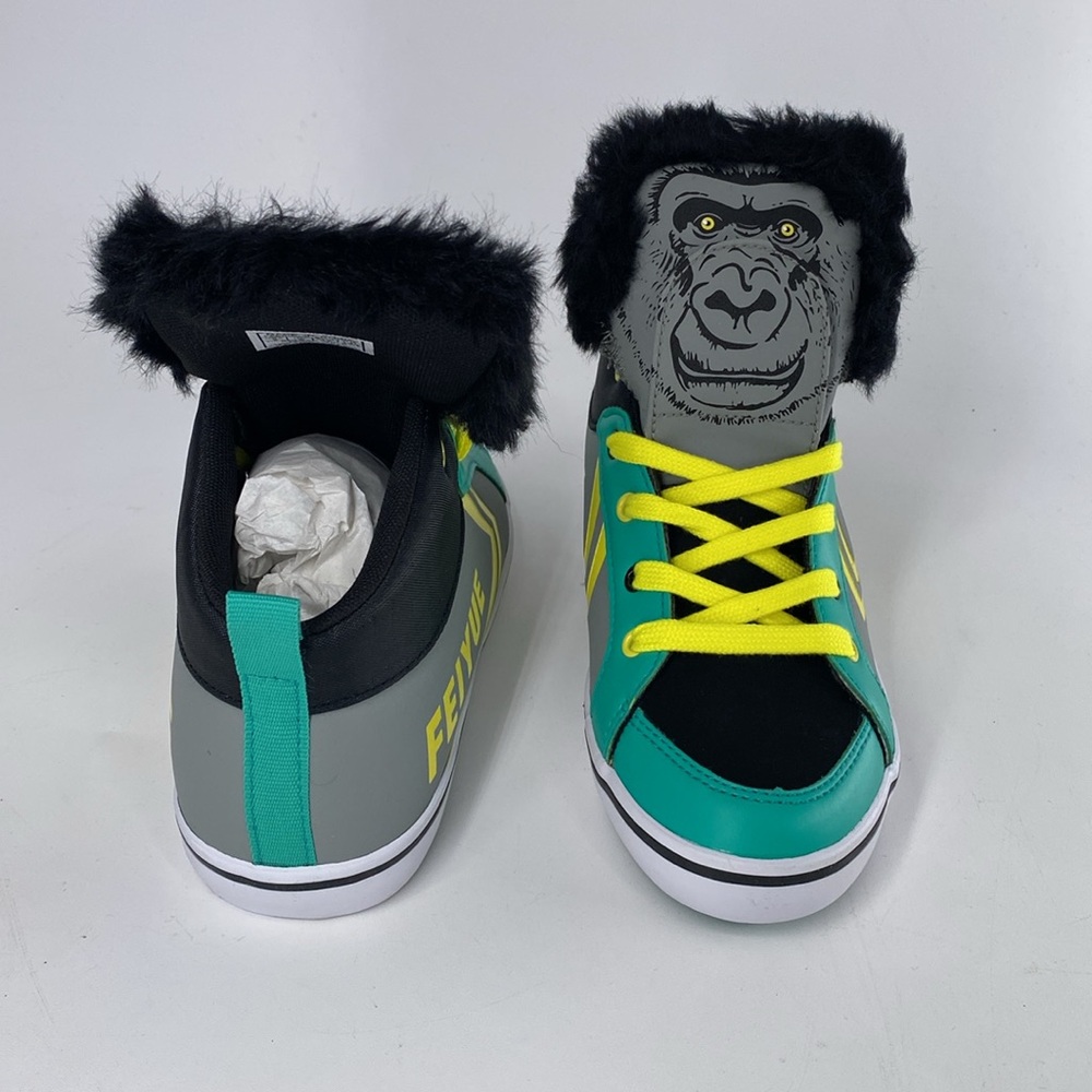 Feiyue Delta Mid Animal (Gorilla) Grey/Yellow/Green Youth Kids Sz 3 NIB - Picture 5 of 10